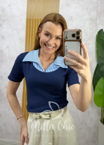 Milla Chic – Blusa Vivian – Azul Marinho (cópia) Milla Chic - Blusa Vivian - Azul Marinho (cópia)