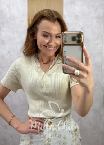 Milla Chic - Blusa Yolanda Tricot modal - Nude