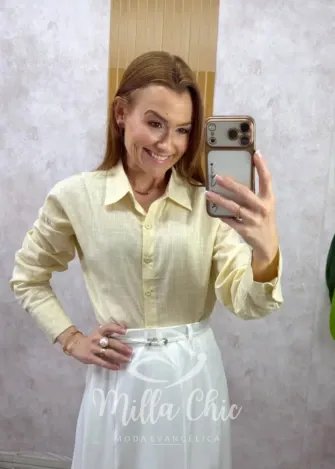 Milla Chic – Camisa Samanta 100% Linho – Branca (cópia) Milla Chic - Camisa Samanta 100% Linho - Branca (cópia)