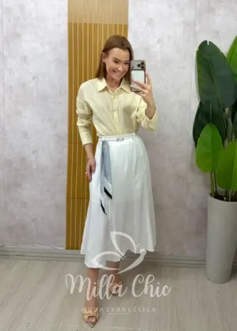 Milla Chic - Camisa Samanta 100% Linho - Manteiga