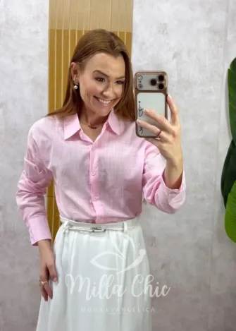 Milla Chic - Camisa Samanta 100% Linho - Manteiga (cópia)