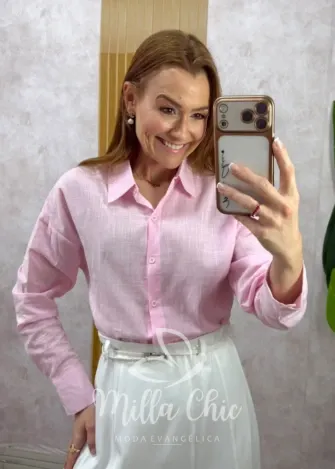 Milla Chic - Camisa Samanta 100% Linho - Manteiga (cópia)