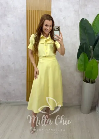 Milla Chic - Conjunto Milene em alfaiataria - Manteiga