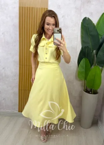 Milla Chic - Conjunto Milene em alfaiataria - Manteiga
