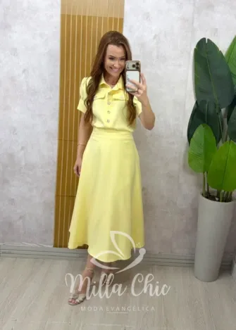 Milla Chic - Conjunto Milene em alfaiataria - Manteiga