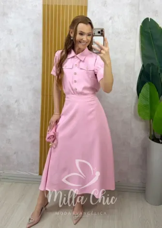 Milla Chic - Conjunto Milene em alfaiataria - Rosa