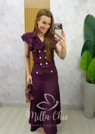 Milla Chic - Conjunto Paula – Alfaiataria Twill - Bordô