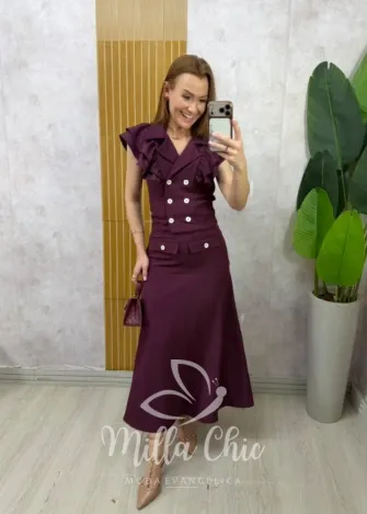 Milla Chic - Conjunto Paula – Alfaiataria Twill - Bordô