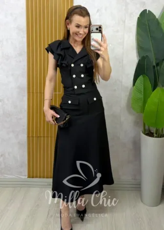 Milla Chic - Conjunto Paula – Alfaiataria Twill - Preto