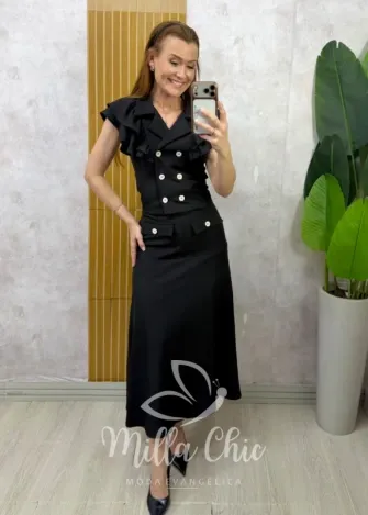 Milla Chic - Conjunto Paula – Alfaiataria Twill - Preto