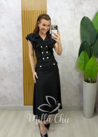 Milla Chic - Conjunto Paula – Alfaiataria Twill - Preto