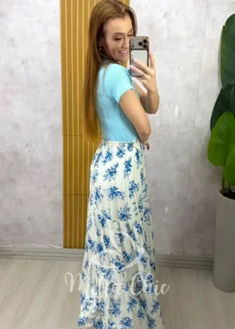 Milla Chic - Saia Alba - Branca e Azul