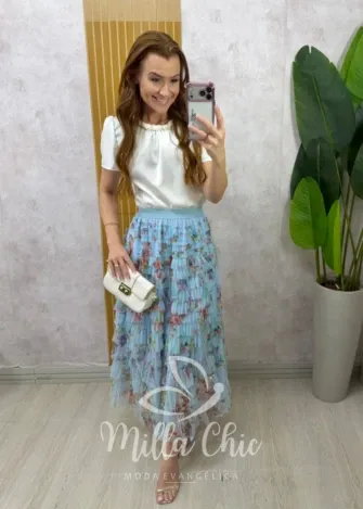 Milla Chic - Saia Florença em tule - Azul