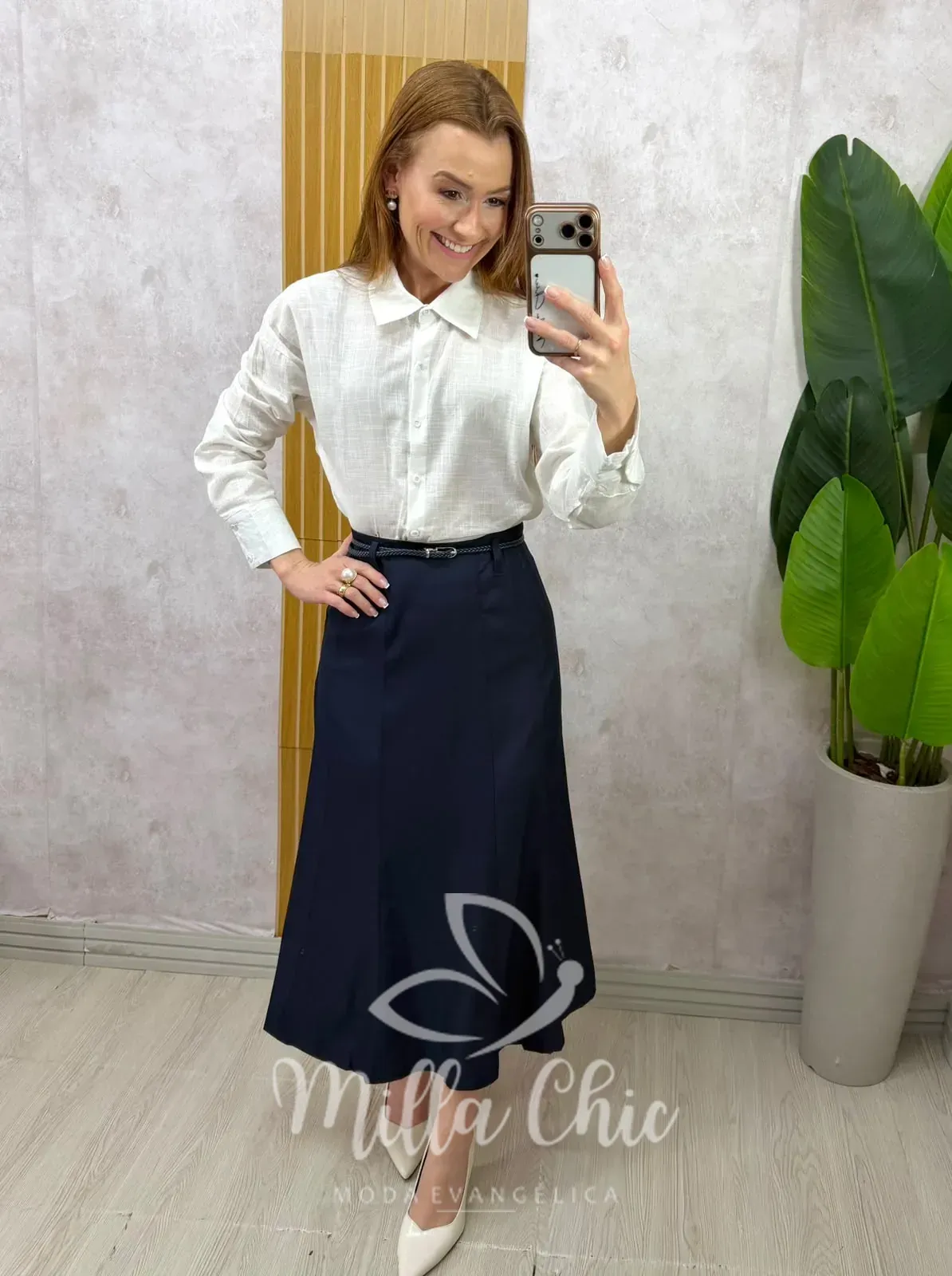 Milla Chic – Saia Gerusa -Alfaiataria com Cinto e Lenço Milla Chic - Saia Gerusa -Alfaiataria com Cinto e Lenço
