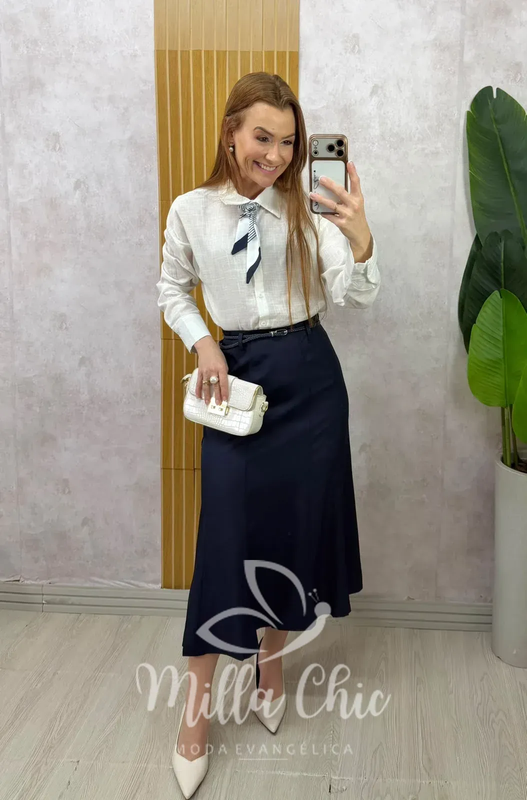 Milla Chic – Saia Gerusa -Alfaiataria com Cinto e Lenço Milla Chic - Saia Gerusa -Alfaiataria com Cinto e Lenço