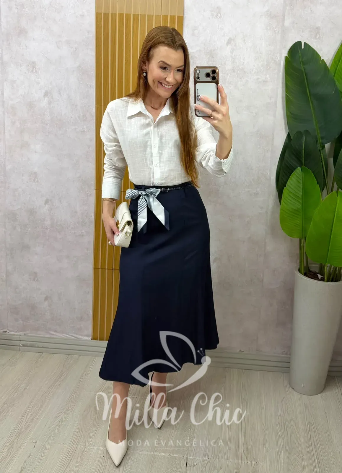 Milla Chic – Saia Gerusa -Alfaiataria com Cinto e Lenço Milla Chic - Saia Gerusa -Alfaiataria com Cinto e Lenço