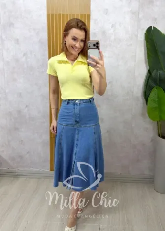 Milla Chic - Saia Jeans Bianca