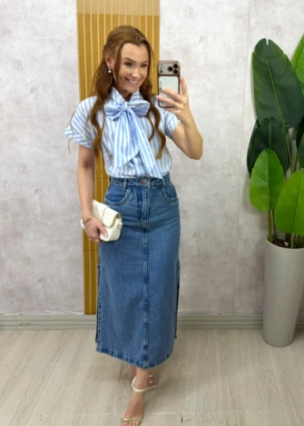 Milla Chic – Saia Jeans Margarida – 38 Milla Chic - Saia Jeans Margarida - 38