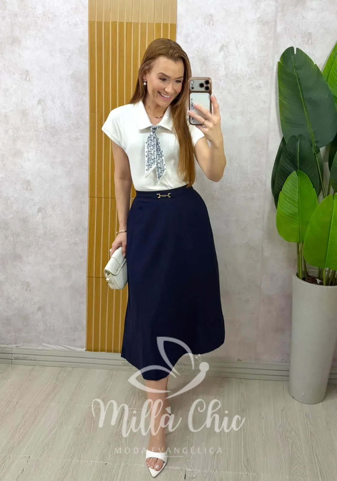 Milla Chic – Saia Naiara em Linho – Azul Milla Chic - Saia Naiara em Linho - Azul