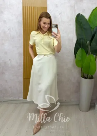 Milla Chic - Saia Naiara em Linho - Azul (cópia)