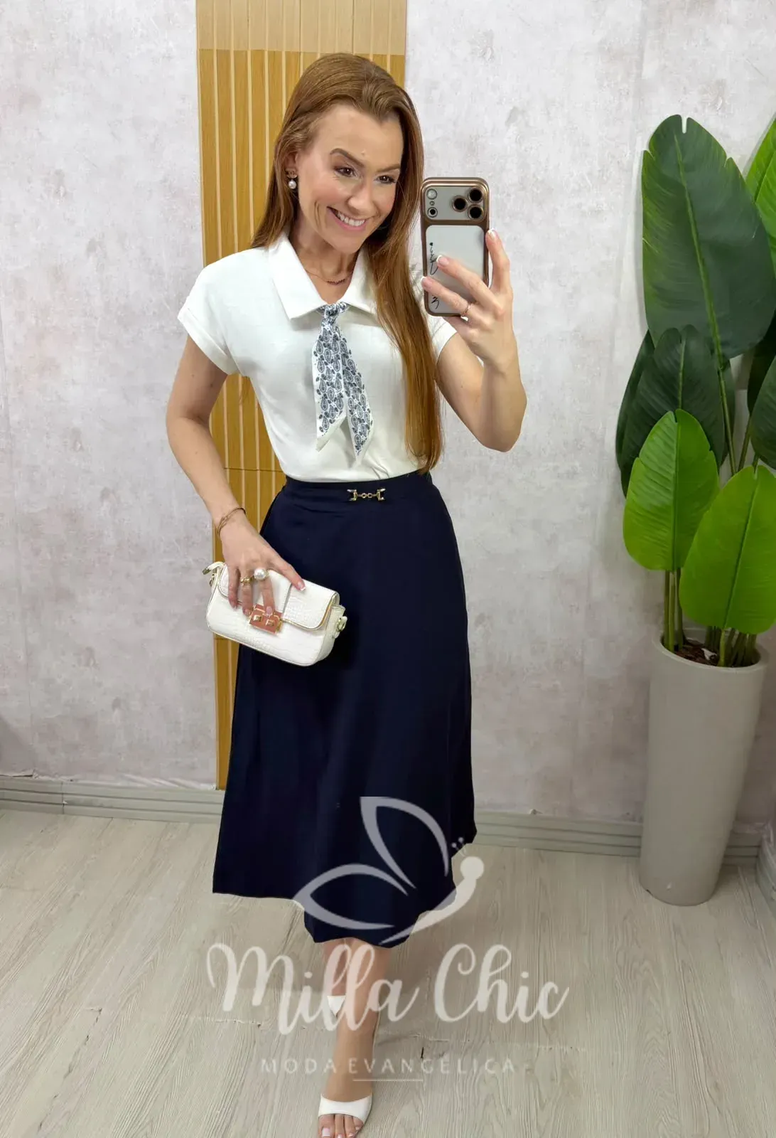 Milla Chic – Saia Naiara em Linho – Azul Milla Chic - Saia Naiara em Linho - Azul