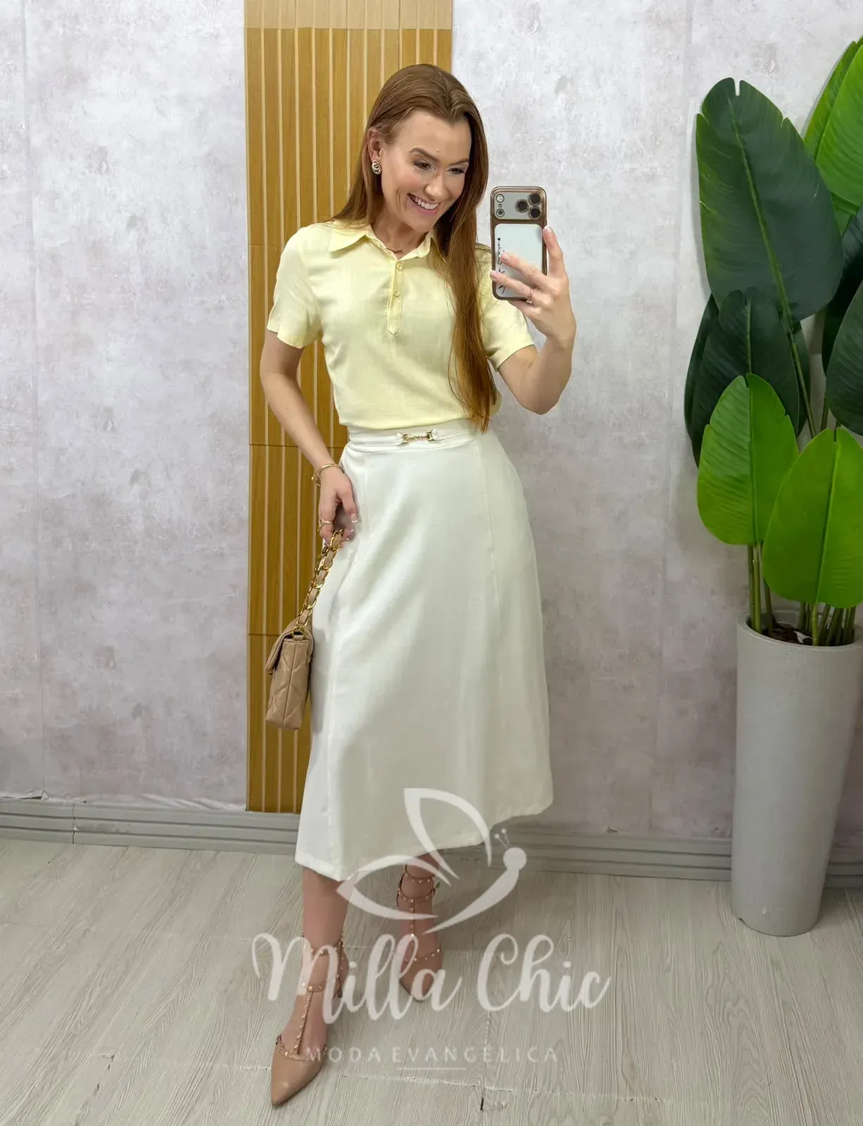 Milla Chic – Saia Naiara em Linho – Cru Milla Chic - Saia Naiara em Linho - Cru