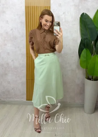 Milla Chic - Saia Naiara em Linho - Menta