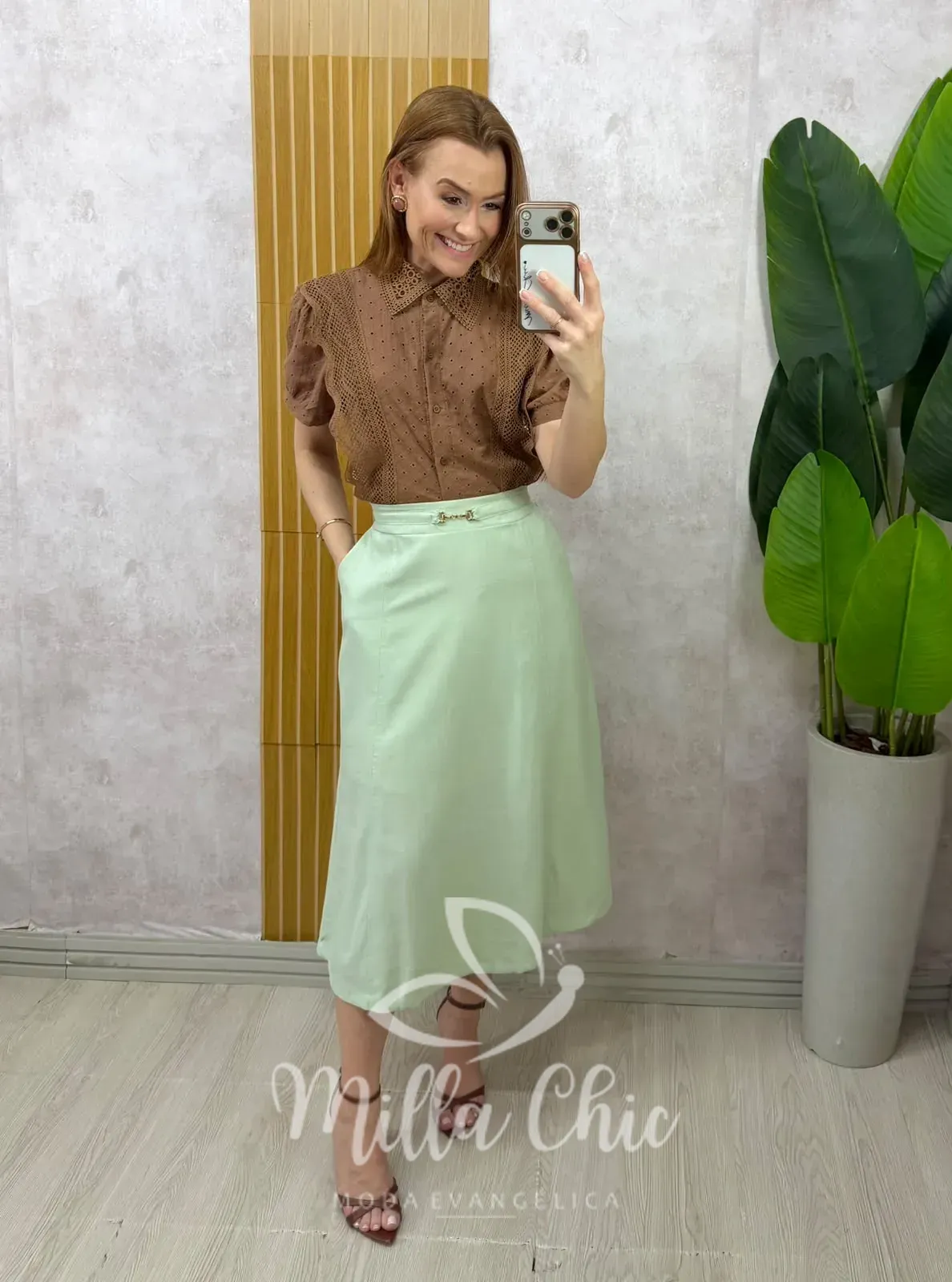 Milla Chic – Saia Naiara em Linho – Menta Milla Chic - Saia Naiara em Linho - Menta
