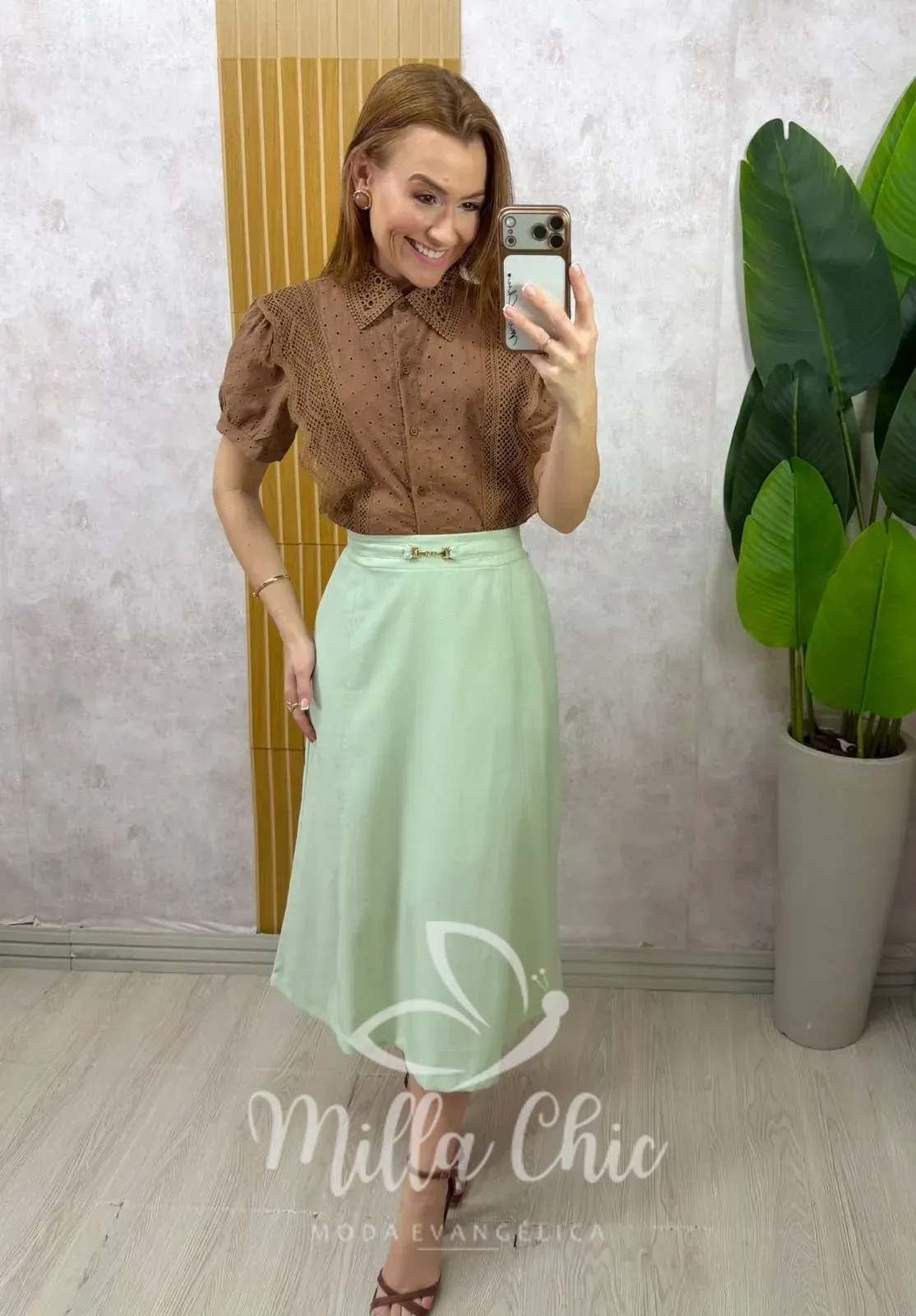 Milla Chic – Saia Naiara em Linho – Menta Milla Chic - Saia Naiara em Linho - Menta