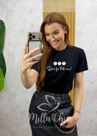 Milla Chic - T-shirt Deus Faz Tudo Novo - Azul (cópia)