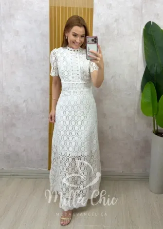 Milla Chic - Vestido Antonella em Guipper - Rosa (cópia)