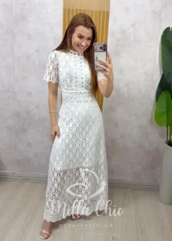 Milla Chic - Vestido Antonella em Guipper - Rosa (cópia)
