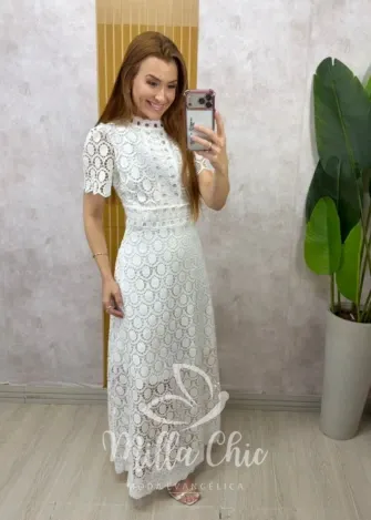 Milla Chic - Vestido Antonella em Guipper - Rosa (cópia)