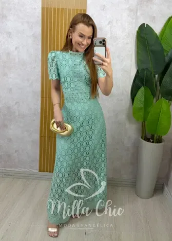 Milla Chic - Vestido Antonella em Guipper - Verde
