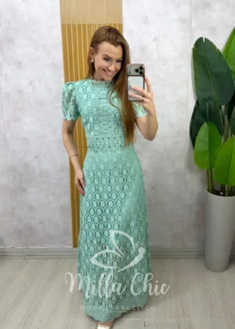 Milla Chic - Vestido Antonella em Guipper - Verde