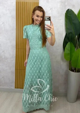 Milla Chic - Vestido Antonella em Guipper - Verde
