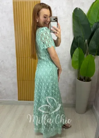 Milla Chic - Vestido Antonella em Guipper - Verde