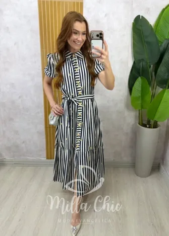 Milla Chic - Vestido Chemise Cleide - Azul Marinho