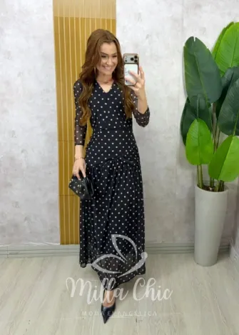 Milla Chic – Vestido Genebra em tule póa – Preto Milla Chic - Vestido Genebra em tule póa - Preto