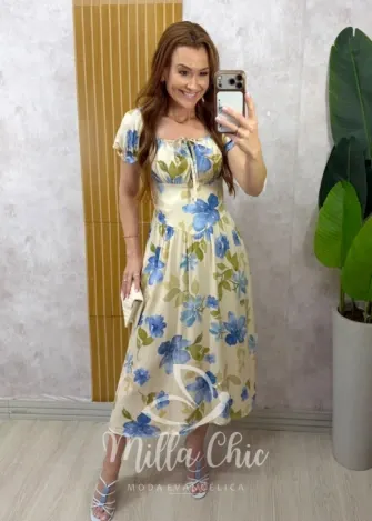 Milla Chic – Vestido Greta em viscosarja – Azul (cópia) Milla Chic - Vestido Greta em viscosarja - Azul (cópia)