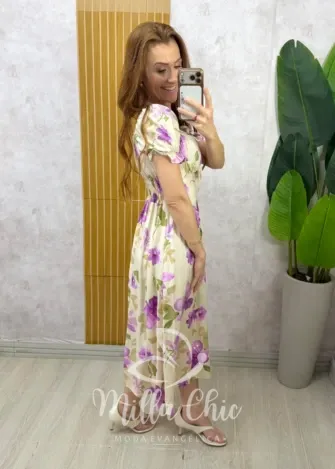 Milla Chic - Vestido Greta em viscosarja - Lilás