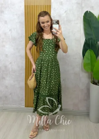 Milla Chic – Vestido Larissa em Viscolinho – Verde Milla Chic - Vestido Larissa em Viscolinho - Verde