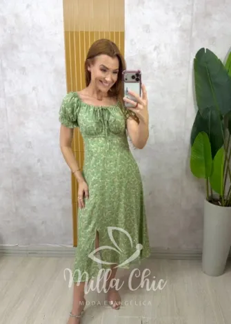 Milla Chic - Vestido Nádia em viscosarja - Verde