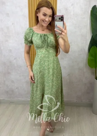Milla Chic - Vestido Nádia em viscosarja - Verde