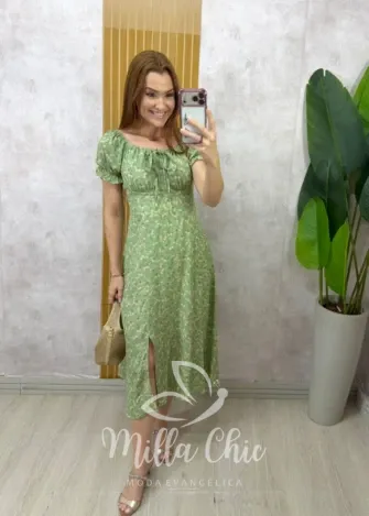 Milla Chic - Vestido Nádia em viscosarja - Verde