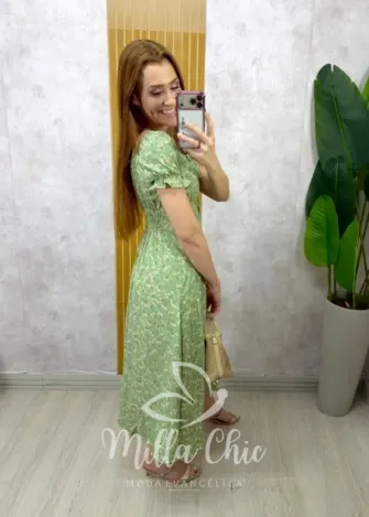 Milla Chic - Vestido Nádia em viscosarja - Verde
