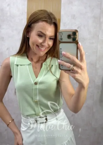 Milla Chic – Blusa Cecília — Tricô Modal com Poá e Renda Chantilly – Branca (cópia) Milla Chic - Blusa Cecília — Tricô Modal com Poá e Renda Chantilly - Branca (cópia)