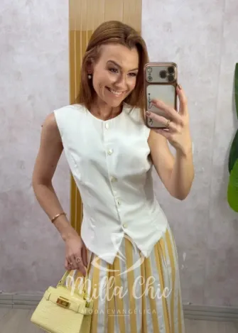 Milla Chic - Blusa Colete Maitê - Branca