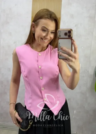 Milla Chic - Blusa Colete Maitê - Rosa