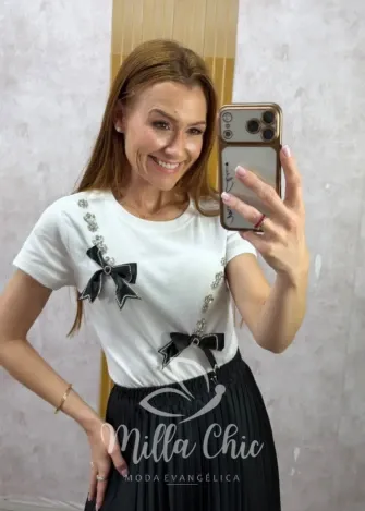 Milla Chic - Blusa Geovana — Tricô Modal Estilo Colete - Branco (cópia)